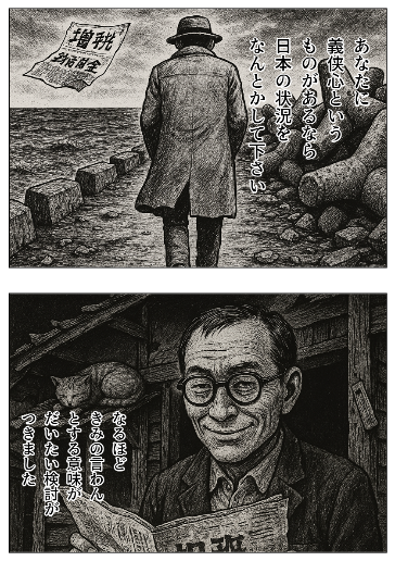 あなたに 義侠心という ものがあるなら 日本の状況を なんとかして下さい