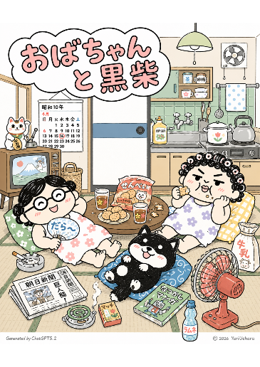 おばちゃんと黒柴つめあわせ